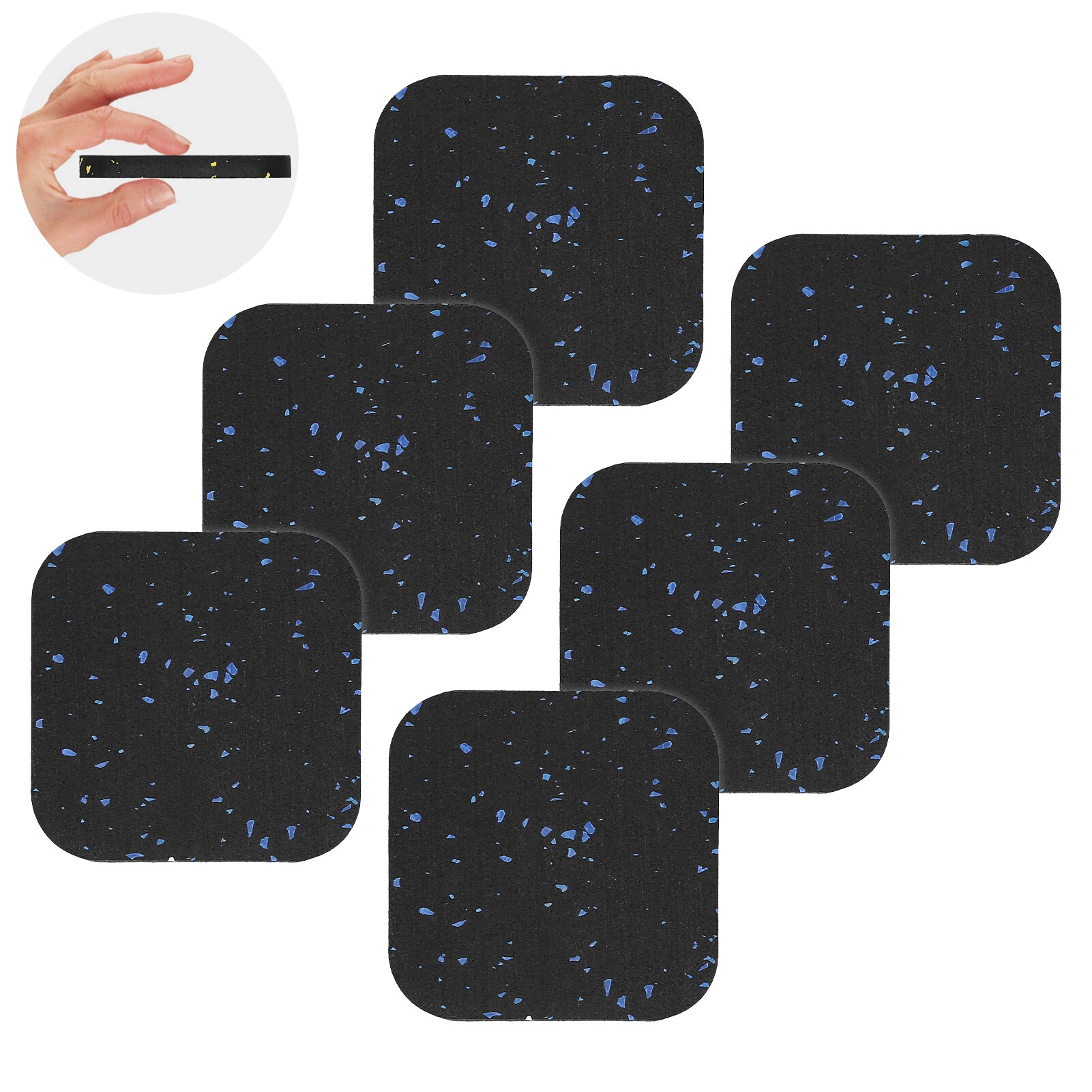 6pcs Running Machine Mats Anti-slip Shock Absorbing Rubber Pads for Gym Home Office Fitness Running Machine Mats: Blue