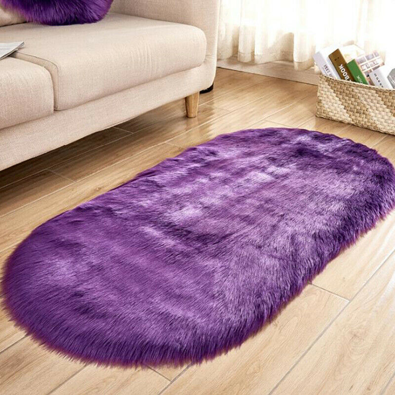 Small Faux Fur Rug Hairy Soft Shaggy Area Rug Floor Carpet Fully Mats Home Decor: Purple