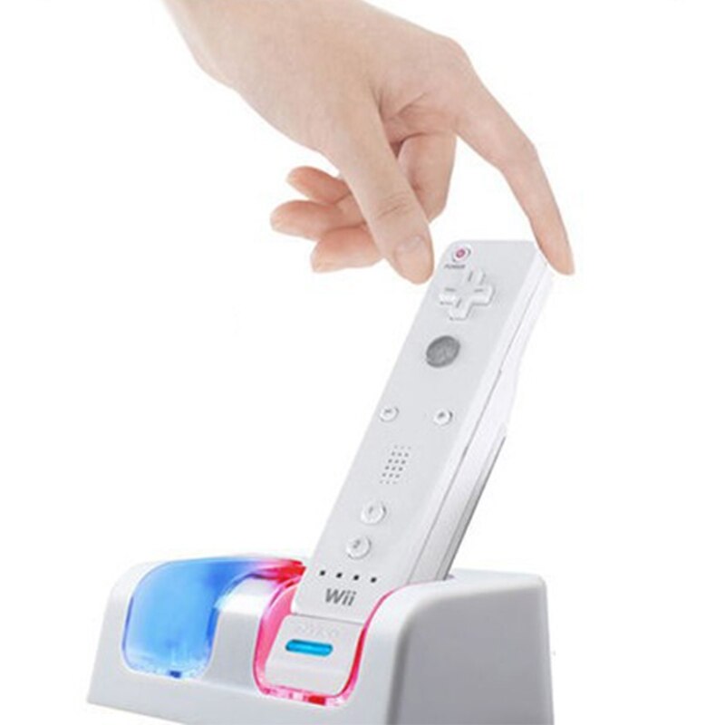 KX4A Dual-Zits Lader Met Blauw Licht Handvat Voor Wii Controller Twee-In-een Dual Laadstation twee-In-een Opladen Dock