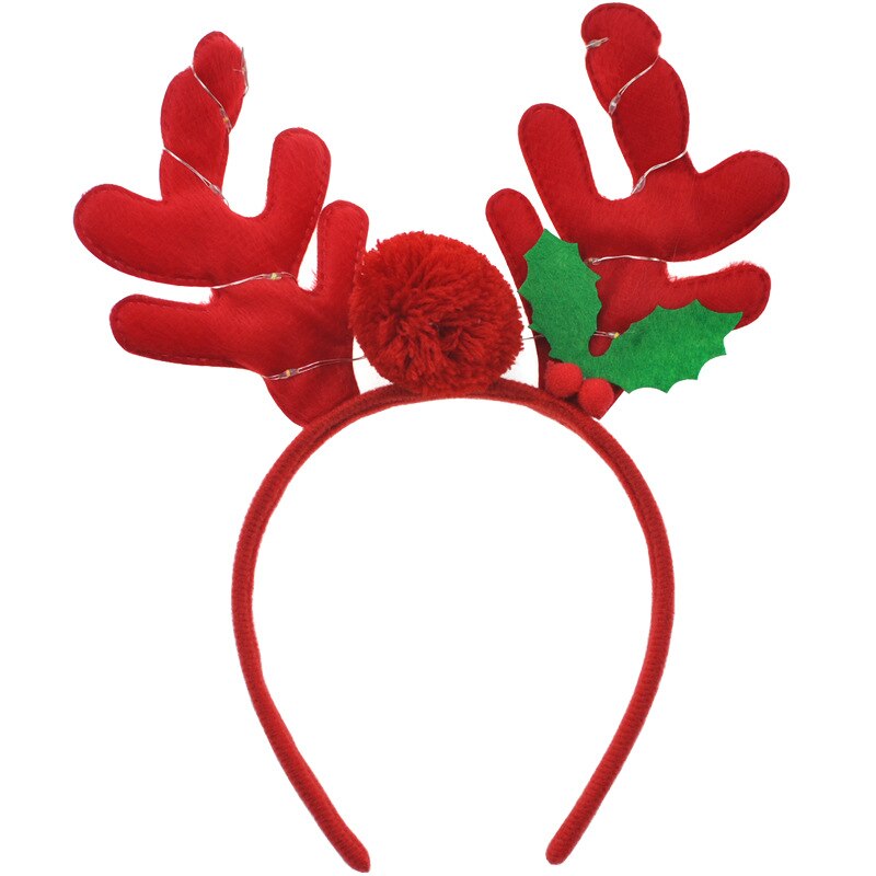 Mooie Kerst Hoofddeksels Sneeuwpop Gewei Led Licht Hoofdband Haarband Lightening Dubbele Hoofd Xmas Decoratie Jaar