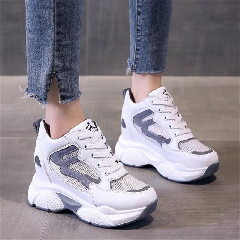Kvinder høj platform sko åndbar kvinder højde stigende sko 9 cm tykke såler sneakers kvinde deportivas mujer: Som billede a / 34