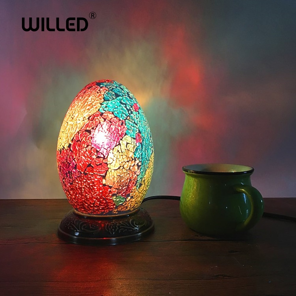 Oeuf turc mosaïque lampes pour intérieur maison table décor à la main mosaïque verre abat-jour côté table lampe rétro enfants table de chevet lampe