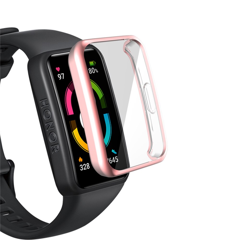 Funda protectora de TPU para reloj Honor Band 6, funda de silicona suave de cobertura completa, Protector de pantalla para Huawei Honor Band 6, accesorios: pink