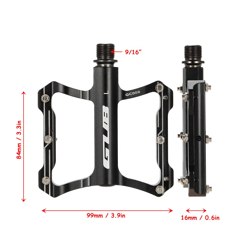 GUB-pédale de vélo pliable de VTT, ultraléger, en alliage d'aluminium, filetage de 9/16 pouces