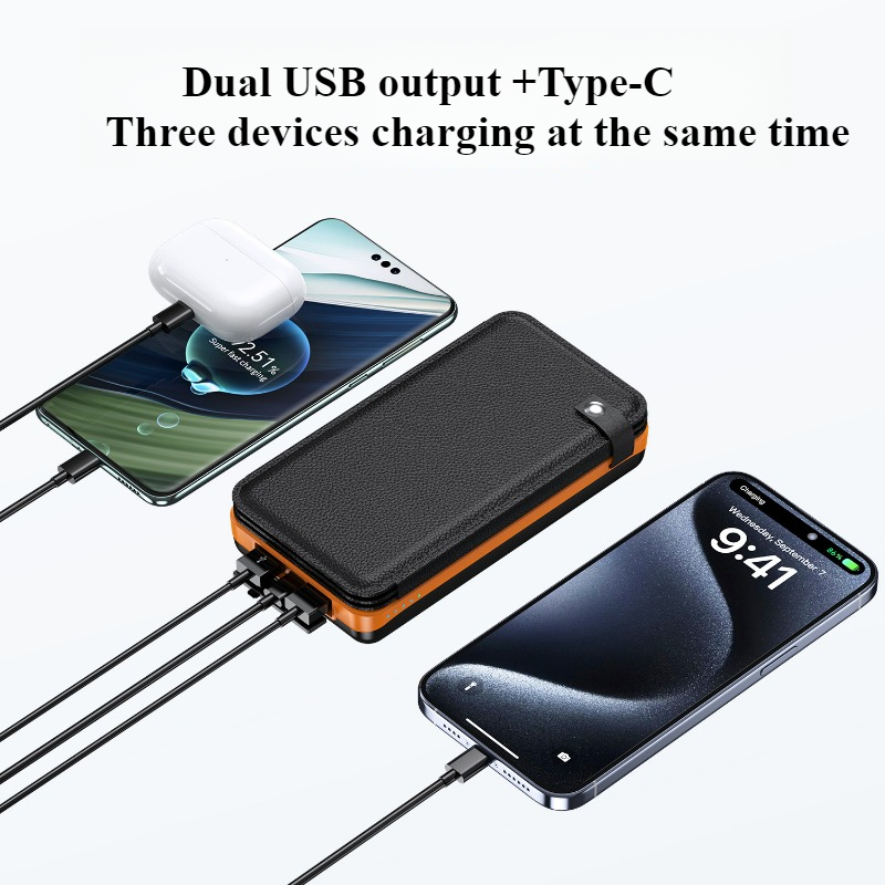 25000 mah dobbel usb 4 solcellepaneler solcelledrevet powerbank telefon eksternt batteri for en rekke mobiltelefoner utendørs camping