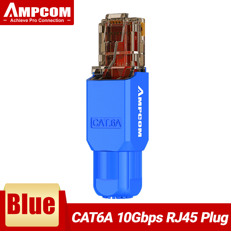AMPCOM Werkzeugfreier RJ45-Stecker, kein Crimpwerkzeug weniger UTP 1000 Mbit/s Katze6/Katze6A Modularstecker für verseiltes fest-LAN-Ethernet-Kabel: Silber