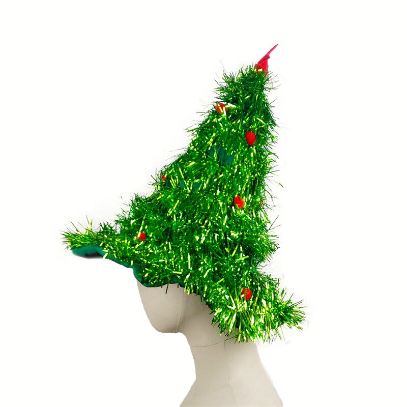 Sombreros de Navidad de Papá Noel para adultos y niños, gorros de árbol de Navidad, rojo azul a rayas, decoración de navidad, de Año ,: tree-green