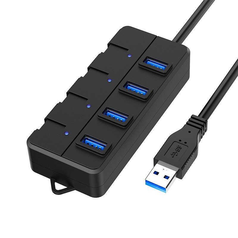-4 Ports USB HUB Adapter USB 3.0 Data Port HUB for Laptop Notebook PC Printer Independent Key Switch USB Splitter