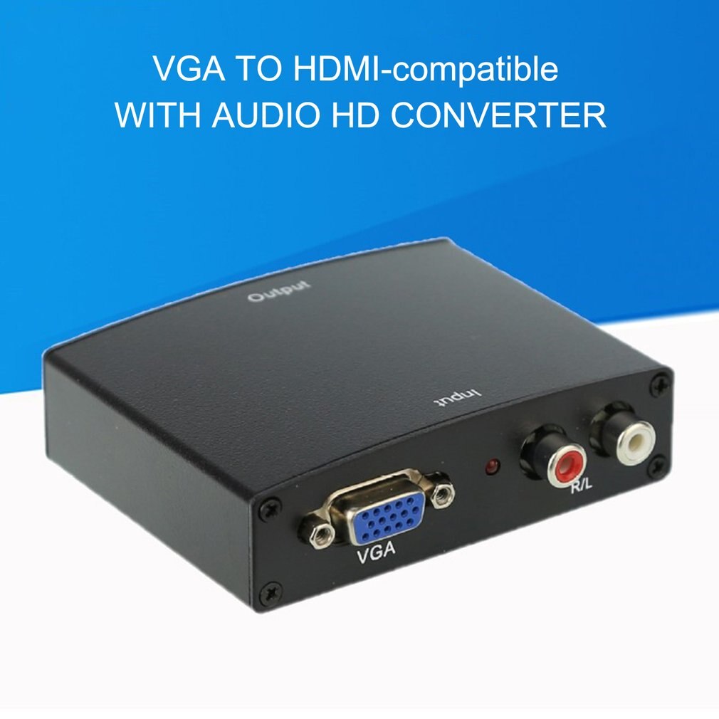 Vga + R/L Naar Hdmi-Compatibel Converter Box Hdtv Video Converter Adapter Met Rca Phono Stereo Audio voor Pc Stereo Audio