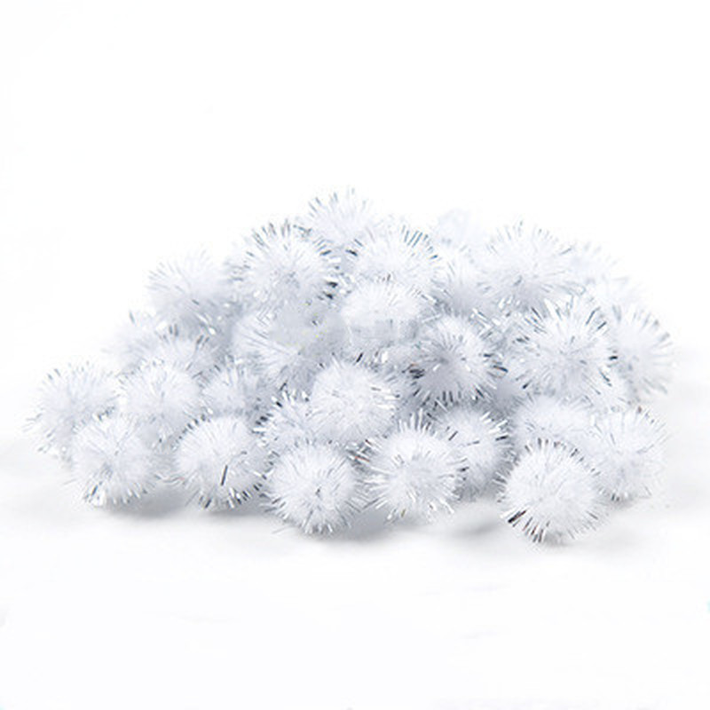 100pcs Colored Glitter Balls Pompom Furry Balls Kids DIY Craft Supplies Handmade Decoration Materials Pom Poms