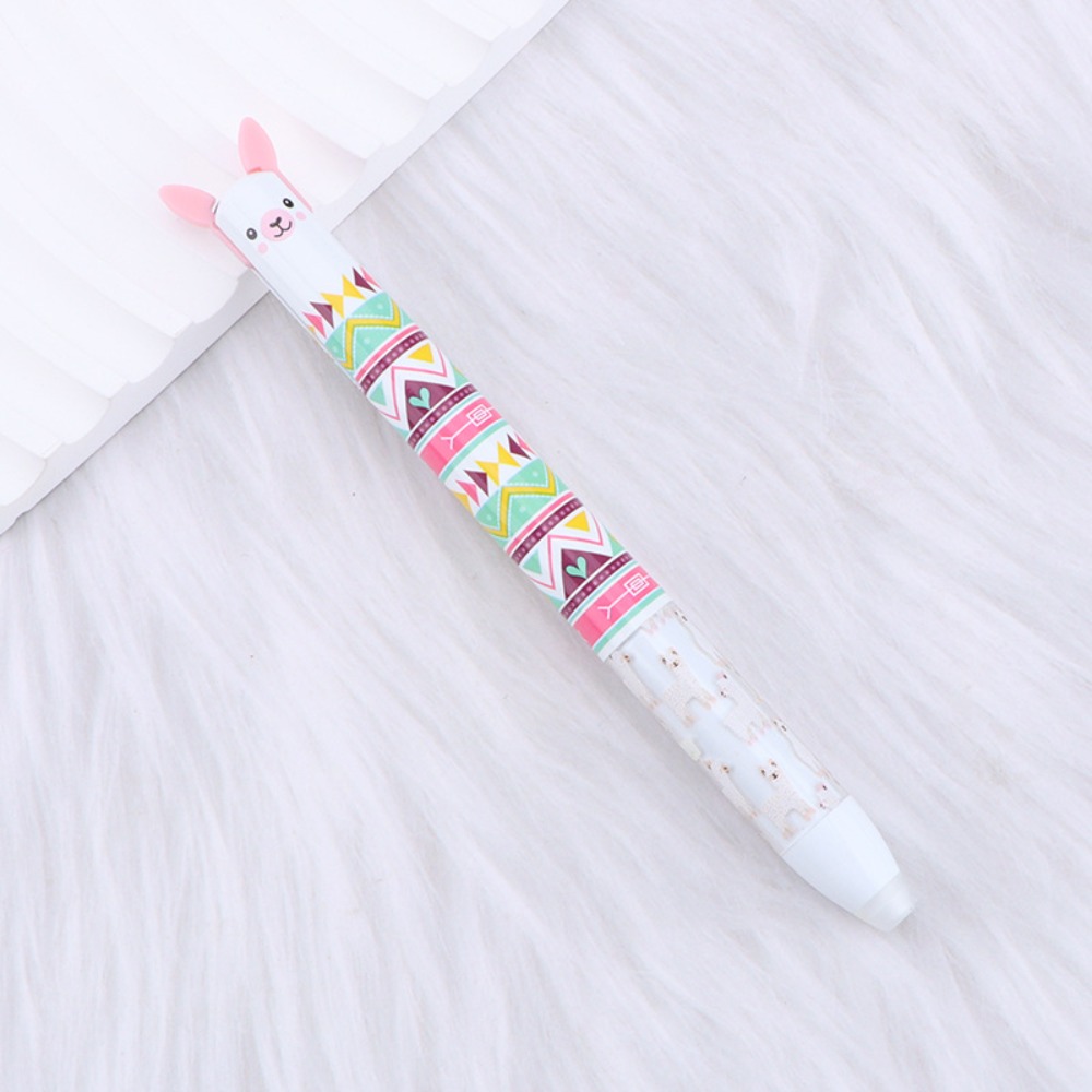 Cartoon Erasable Ballpoint Pen Animal Quick-drying Neutral Pen Double Ink Color Signature Pens Stationery: PURPLE