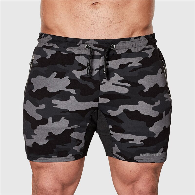 Short de Camouflage noir avec poches et fermeture éclair pour hommes, vêtement de Sport décontracté, Style d&#39;été, pour la plage, 2022