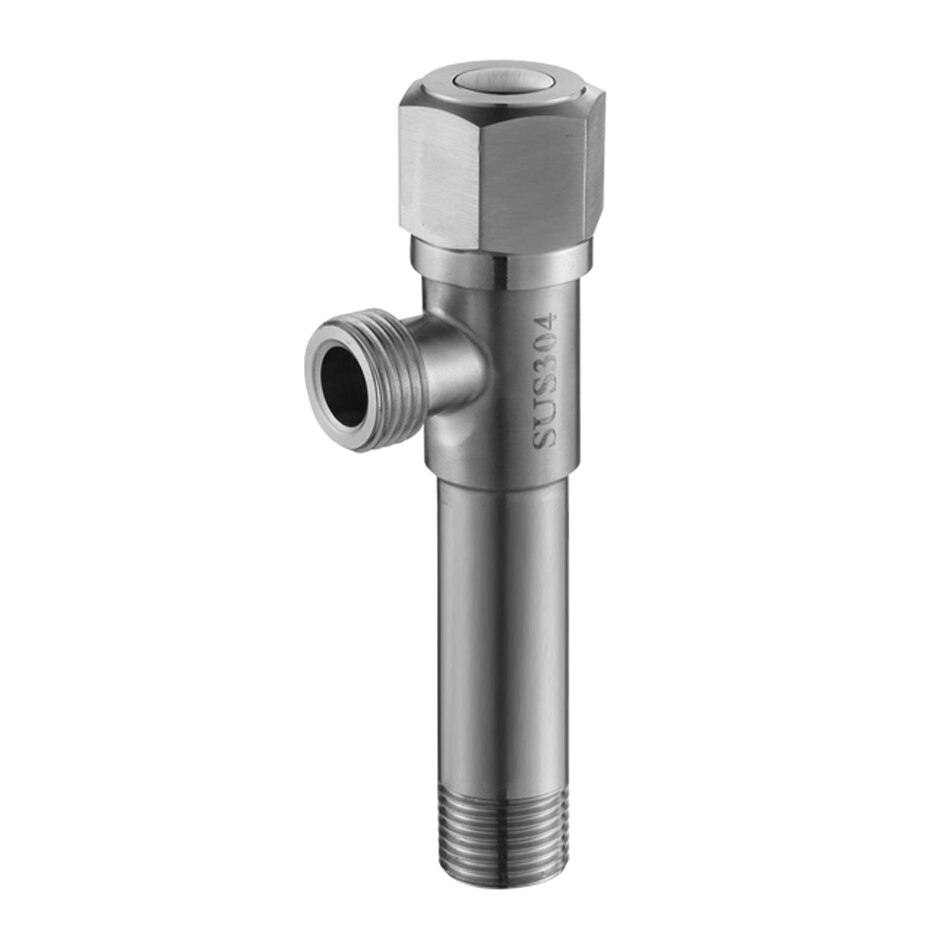 Aangle ventil ekstra lang fortykket 304 rustfritt stål trekant ventil toalett varmtvannsbereder vann bryter baderomsdeler