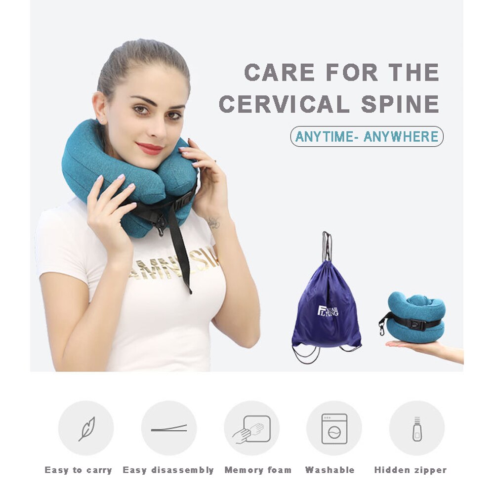 Travel Pillow–Memory Foam Neck Travel Pillows for Airplanes Trains Offices and Home,Neck and Head Support Pillow Sleeping Rest