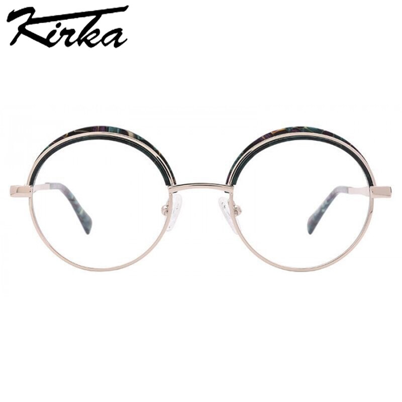 Kirka Runde Brille Rahmen handgefertigt Brillen Männer Jahrgang Frau Metall Gläser Computer Optik Frauen Photochrome Brillen Rahmen: MW6003 C4