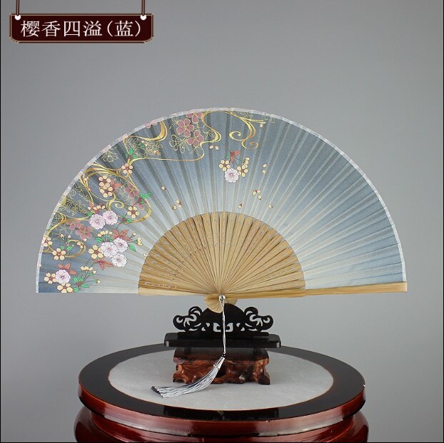 6 inch Chinese hand fan silk printed bamboo fan wedding dance portable mini craft eventail a main folding fan