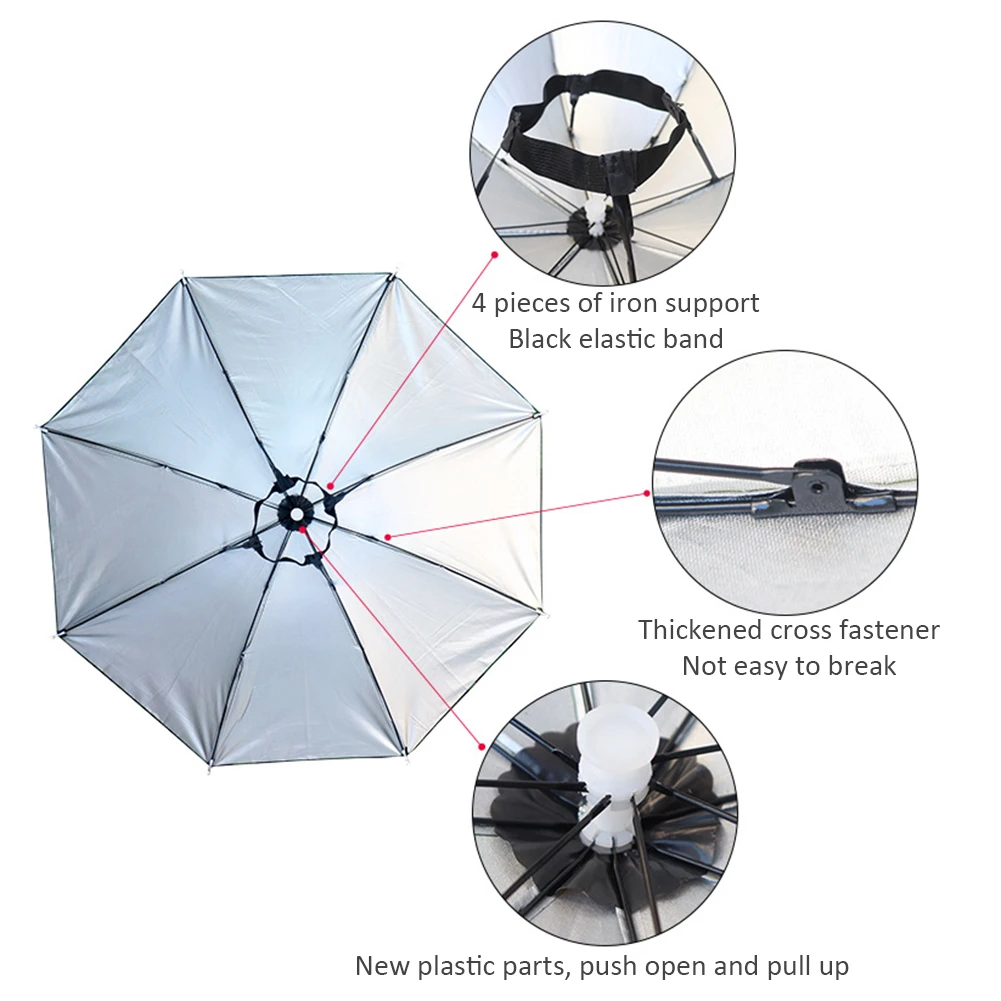 Sombrero de lluvia portátil para exteriores, sombrilla plegable para pesca, sombrilla Anti-UV para acampar, sombreros para la cabeza de playa, accesorio