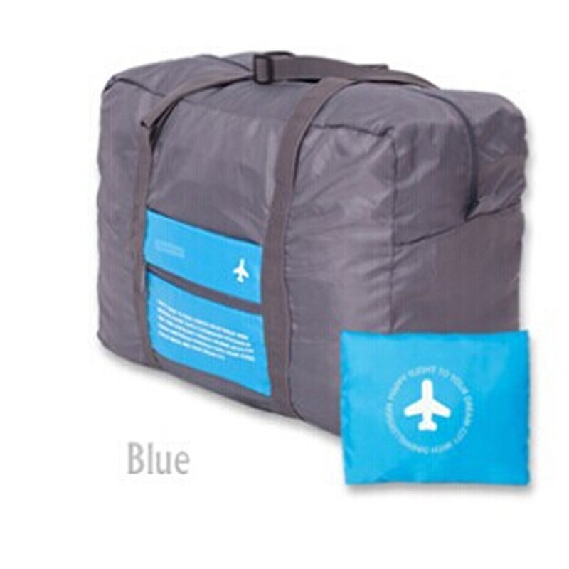 Bolsa de viaje de gran capacidad para hombre y mujer, bolso plegable de nailon resistente al agua, a la , para equipaje,: Blue Travel Bag