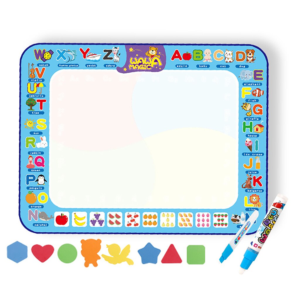 100*75cm Water Canvas Magic Graffiti Blanket Cartoon Child Education Drawing Carpet Coloring Book Doodle Mat Birthday: A