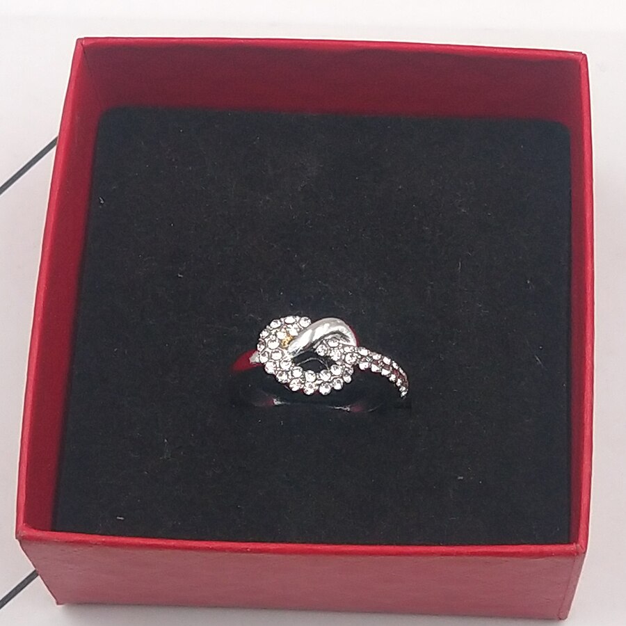 Buipoey Silver Color Plated Ring Love Intertwined Ring Women Knotted Love Ring Zircon Crystal Lovers Couple