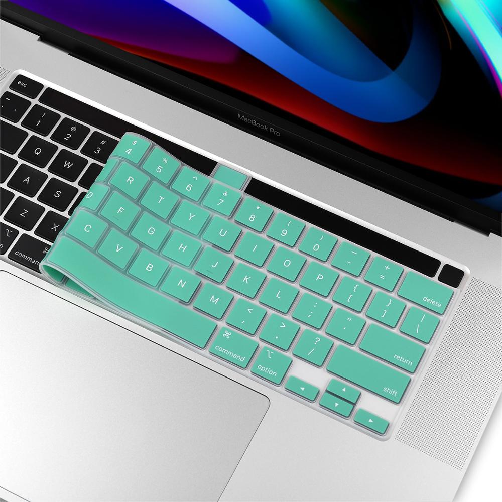 Keyboard Cover for Macbook Pro 16 Model A2141 US Enter English Alphabet Silicone Keyboard Protector Skin: Green