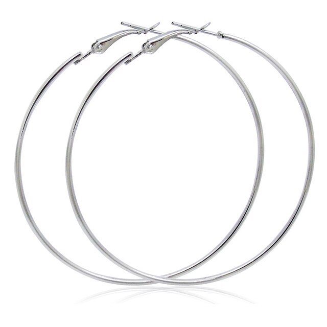 Band Ohrringe für Frauen/Mädchen Große Glatte Kreis Hängen Charme Gold Jahrgang Reifen Kleine Schmuck Schleife Ohrringe: Silber- / 50MM
