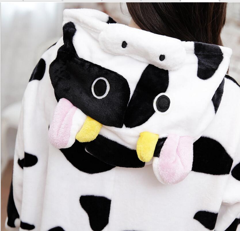 Sales Autumn and Winter Flannel Cartoon Animals Milk Cow Winter Pajamas Warm Flannel Adult Homewear