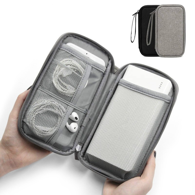 Draagbare Mobiele Telefoon Power Bank Grote Tas Houder Oxford Doek Digitale Kabel Oortelefoon Telefoon Shock Proof Storage Case Voor Reizen