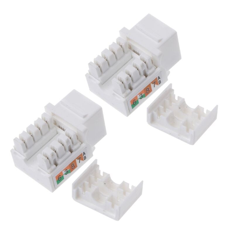 T8WC 2Pcs CAT6 Network Module Information Socket RJ45 Connector Adapter Keystone Jack