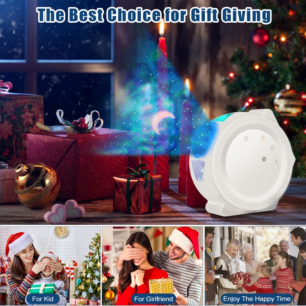 Starry Sky Projector Light LED Nebula Cloud Night Light Voice Control Ocean Waving Light Rotation Projection Lamp for Kids