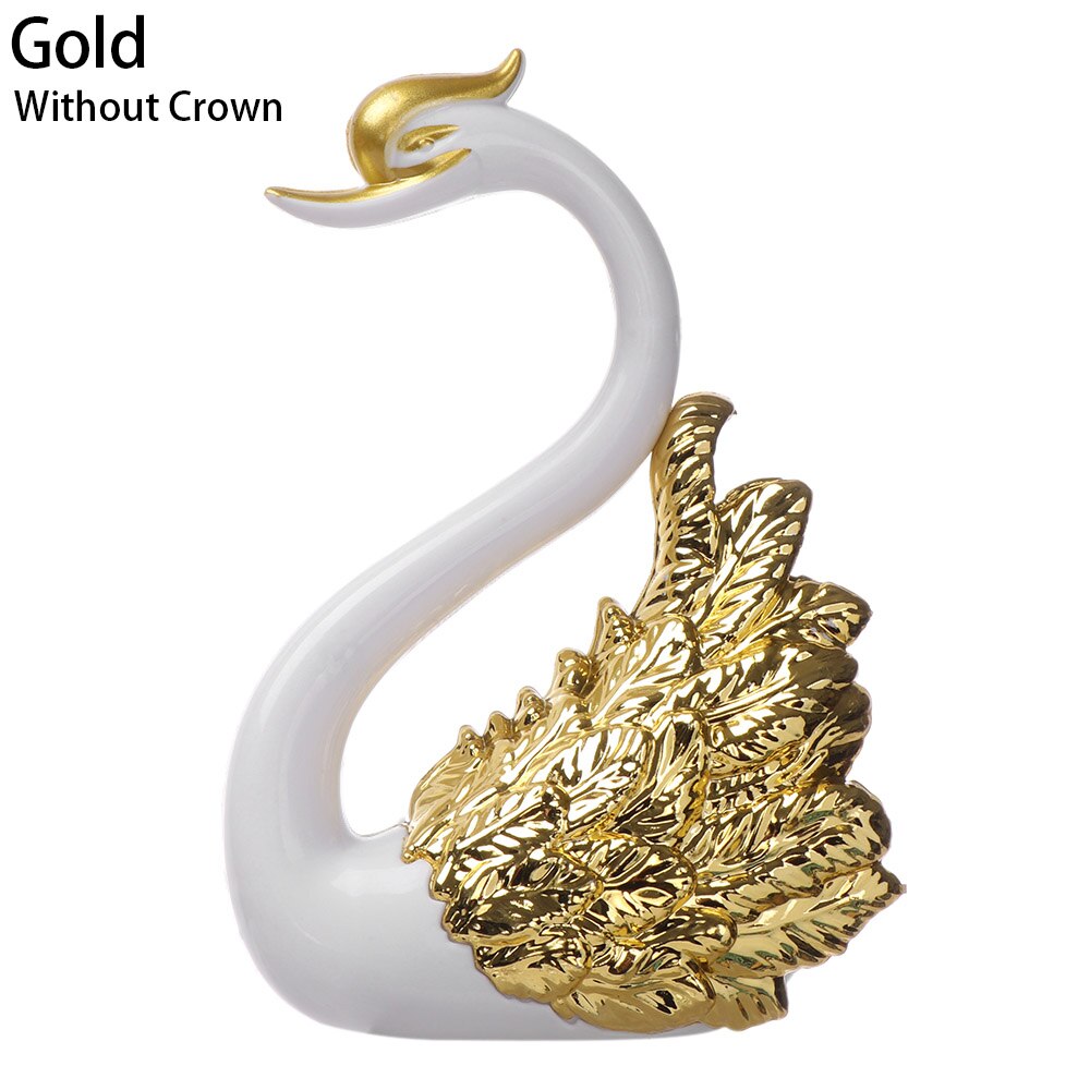 1 pc guld sølv svane kage topper fjer svane krone udsmykkede ornament diy bagning forsyninger sød bryllupsfødselsdag dekoration: Guld uden krone