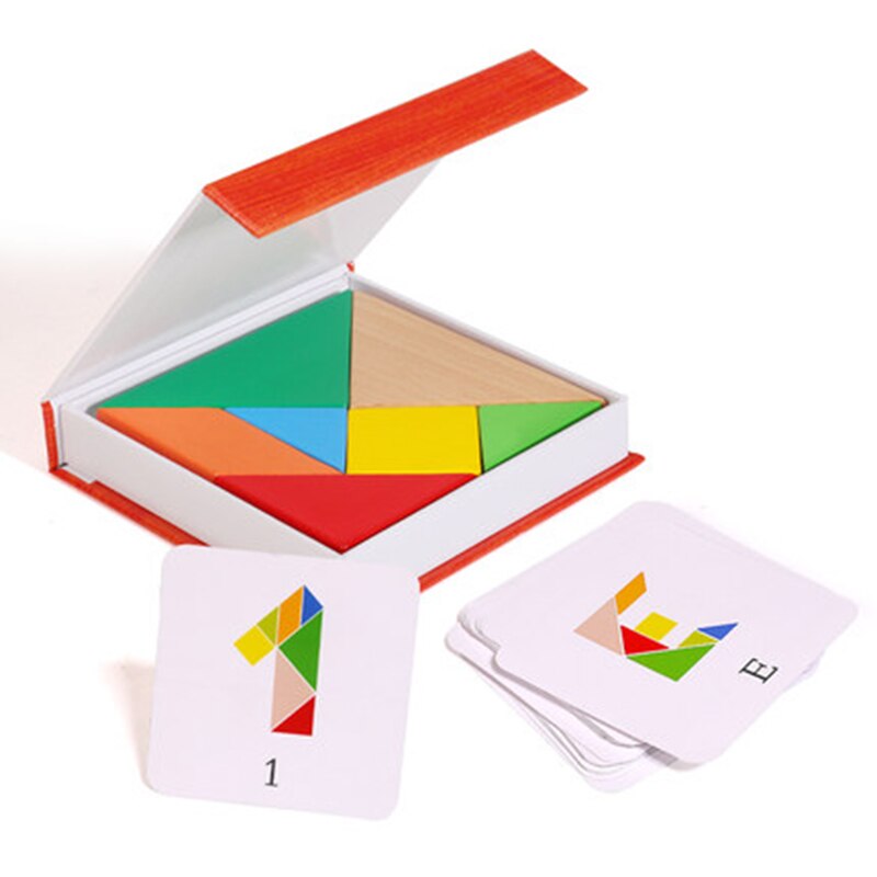 Tangram-rompecabezas de madera de 7 piezas para niños, rompecabezas cuadrado colorido, juego de inteligencia rompecabezas, juguetes educativos inteligentes para niños,