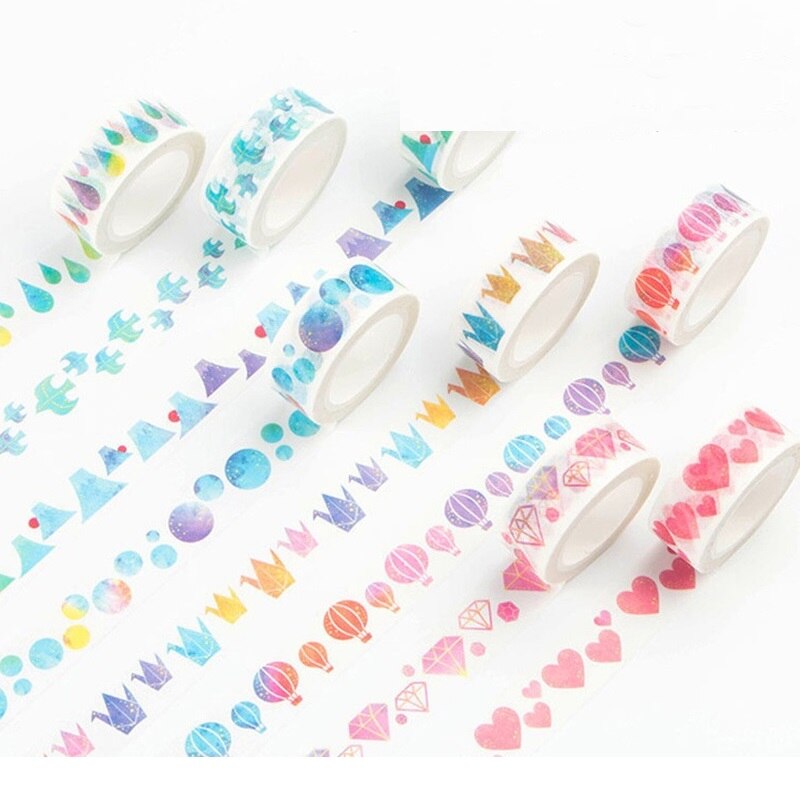 Akvarel papir washi tape 15mm farve hjerte diamant ballon galakse selvklæbende malertape dekoration klistermærker hjemme diy kunst  f147