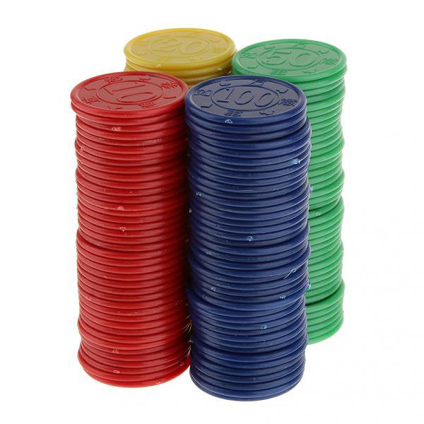 160 Plastic Poker Chips-Rood Groen Blauw Geel
