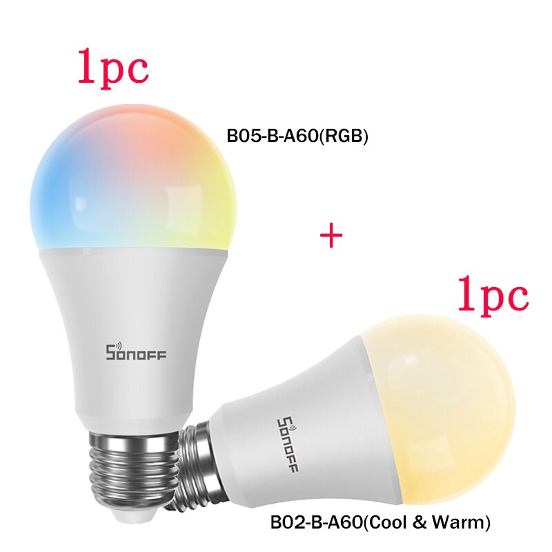 SONOFF B02-B-A60/B05-B-A60 WiFi ampoule LED intelligente E27 Dimmable RGB 9W EWeLink domotique intelligente fonctionne avec Alexa et Google: B02 B A60 B05 B A60