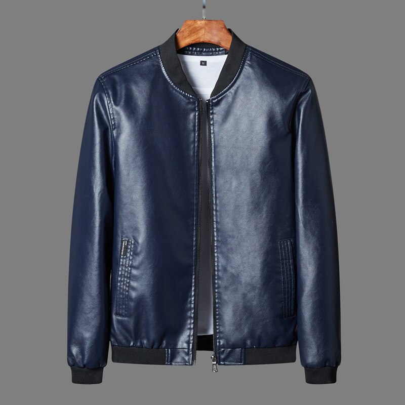 Läderjacka för män stativ krage kappa män casual motorcykel läderrock herr biker faux jackor vindjacka rockar 8xl