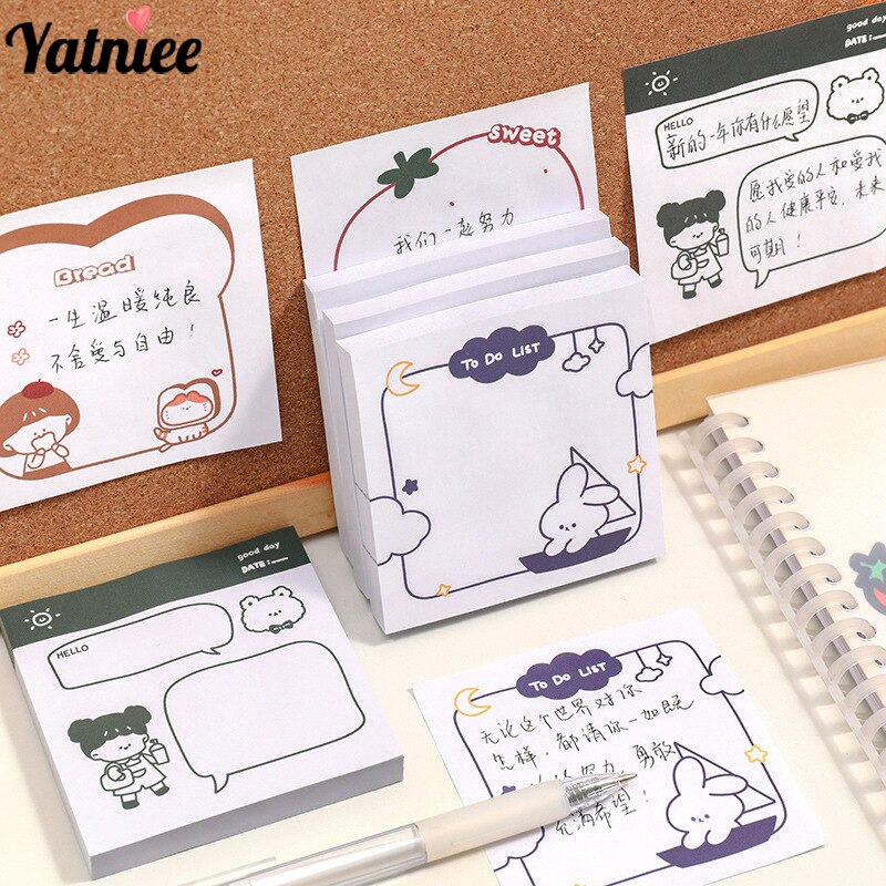 Yatniee 50 Sheets Simple Daily Posted-it Sticky Notes Student N times Post Note Book Message Mark Paste Sticker Note Pads