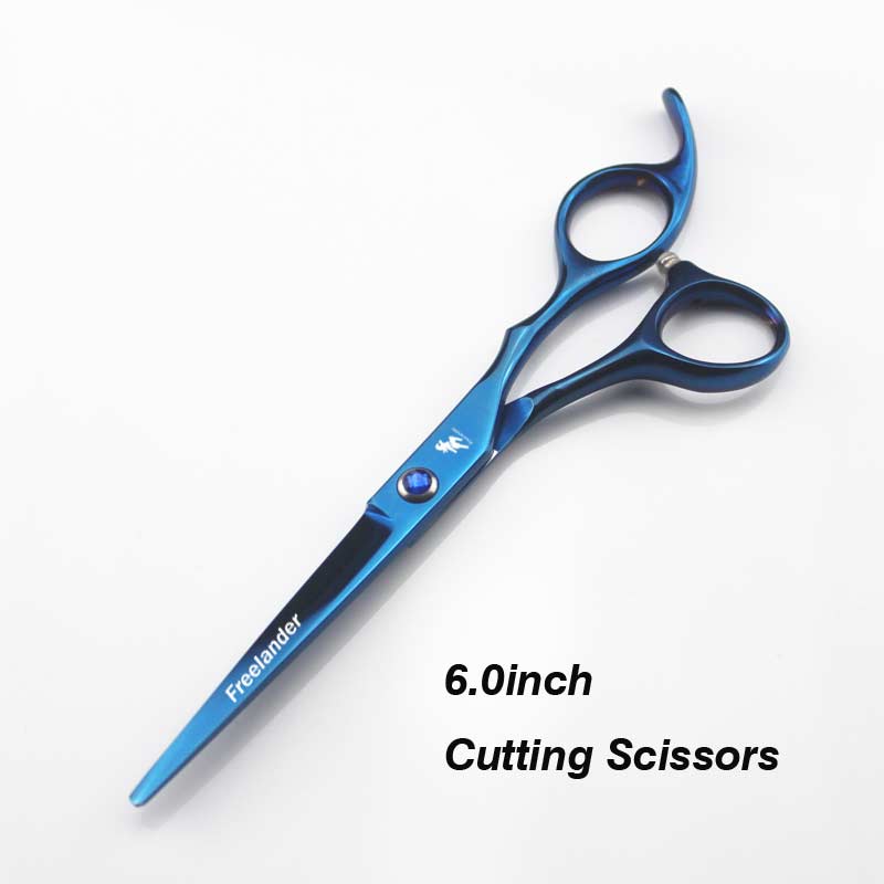 6.0 scissors dog pet grooming polishing tool animal hair Double tail curved scissors Cutting Scissors Thinning: Bule Cutting