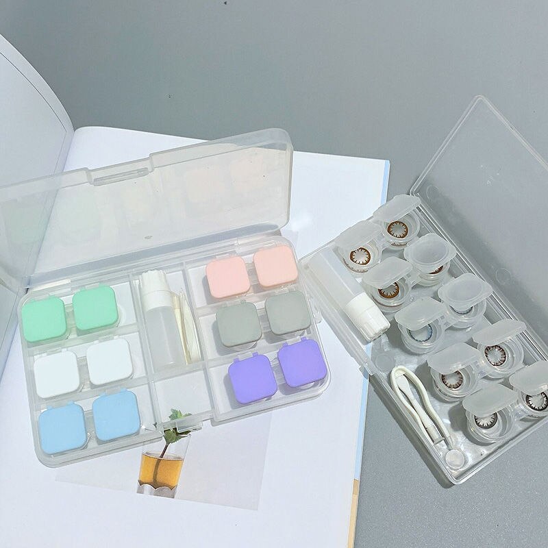 Willekeurige Kleur! Gomaxiygirl Contact Lens Case Travel Kit Dragen Draagbare Kleine Clear Brillen Zak Container Soak Opslag