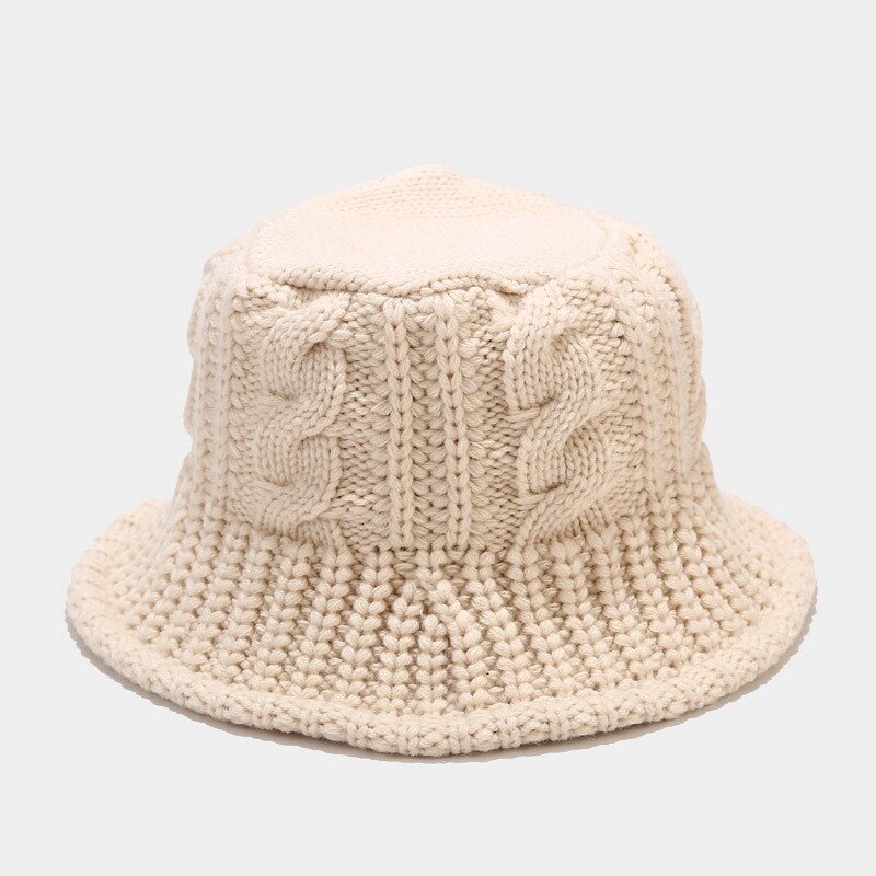Vrouwen Herfst Winter Muts Warm Visser Hoed Panama Outdoor Hoofddeksels Bob Emmer Hoed Hand Gebreide Wol Hoeden voor Vrouwen: Beige