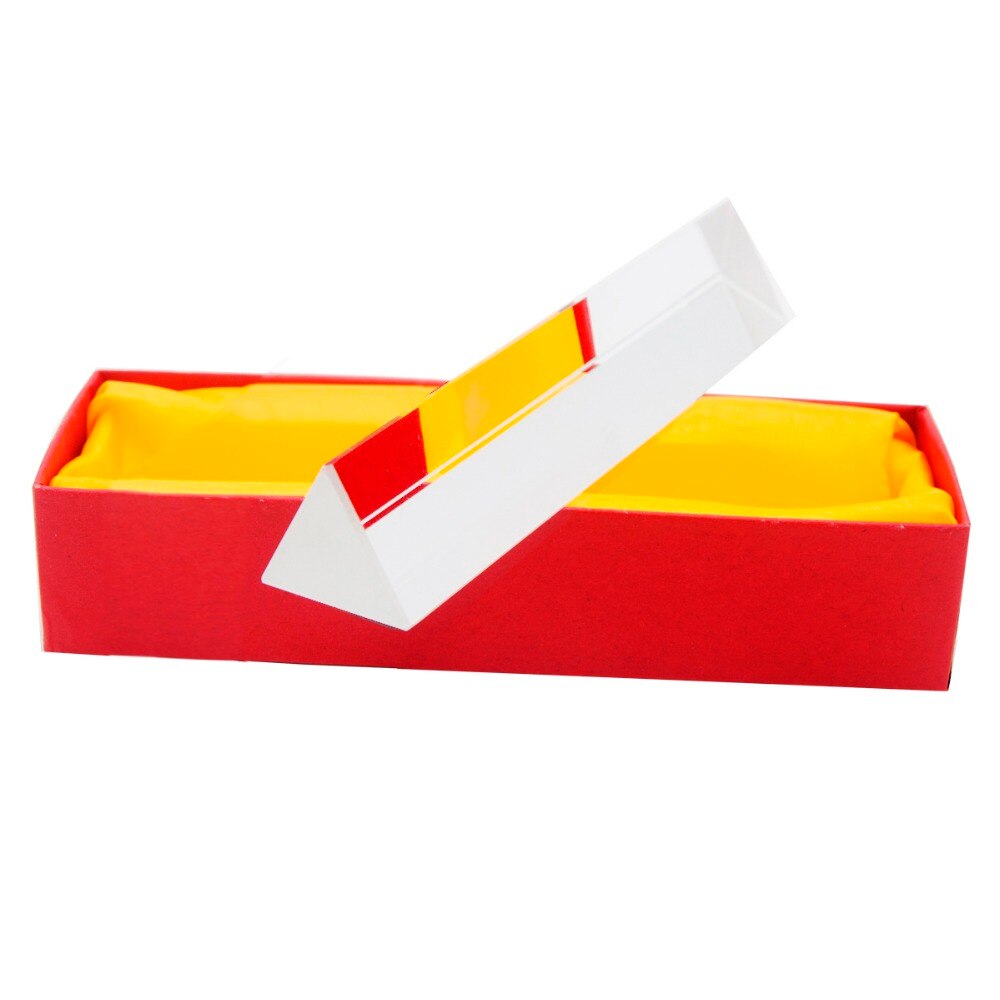 (8*2.5cm) Rainbow Optical Glass Reflecting Triangular Prism Physics Teaching Light Spectrum color Triple Prism with Box