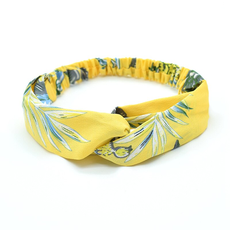 Vrouwen Mode Gedrukt Yoga Haarband Elastische Elastische Kruis Wassen Haarband Oefening Yoga Ananas Blad Hoofd band: 1