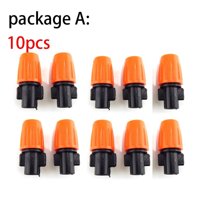 10 st 1/4 " trädgårdsvattenbevattning hängande dimma sprinkler munstycke t-shirt 4/7 slang dimma dimma sprutsatser för trädgårdsarbete växthus: Paket a