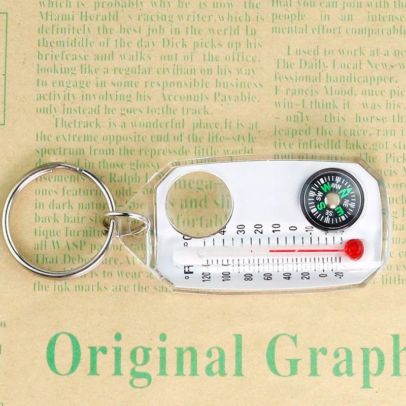Outdoor Mini Gesp Kompas Survival Thermometers Kompas Sleutelhanger Multitool Zakformaat Kleine uitrusting voor wandelen Bergbeklimmen
