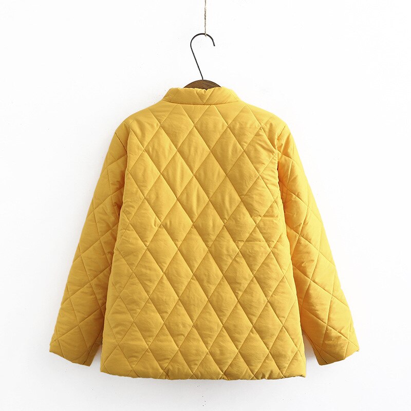 Black Big Size Short Cotton-padded Coat Long Sleeve Loose Fit Women Parkas Stand-up Collar Autumn