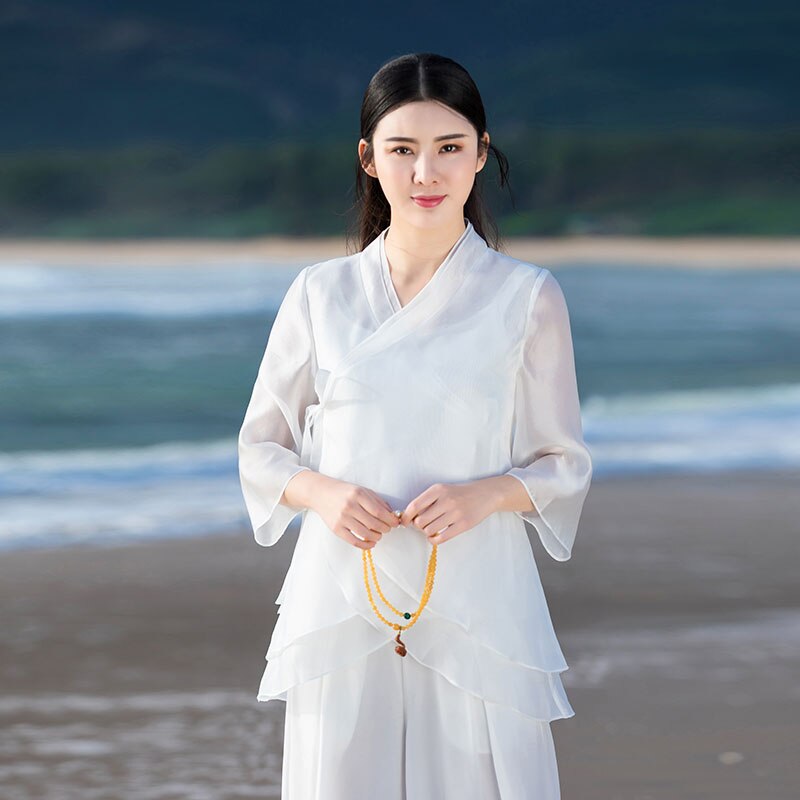 mujeres satén cheongsam chino superior vintage qipao chino superior estilo tradicional hanfu traje oriental vestido: color1 / L