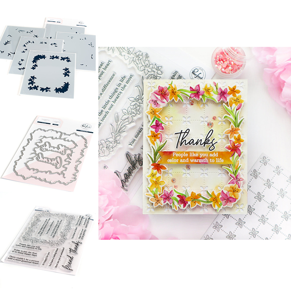 Neueste Blumen- Kette Tulpe Liebe Herzen Sterne Geo Fliesen Druck Chrysantheme Lilie Rahmen Metall schneiden Stirbt Briefmarken Schablone Heißer Folie einstellen: Y3438-A einstellen-3Stck
