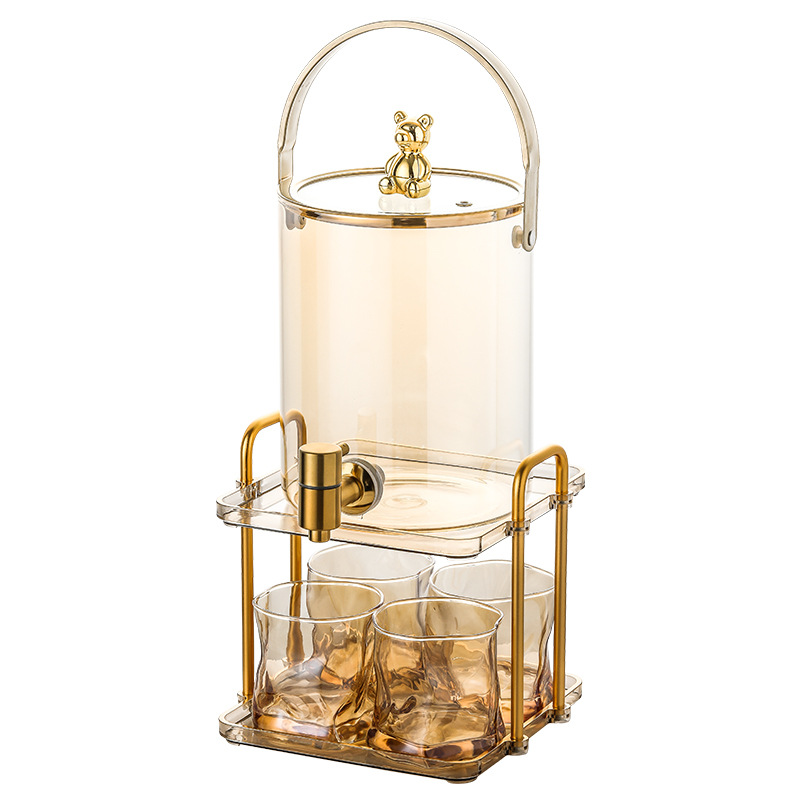 Glass Cold Water Kettle with Faucet Beer Barrel High Temperature Resistant Teapot Modern Domestic Kettle Beverage Bucket