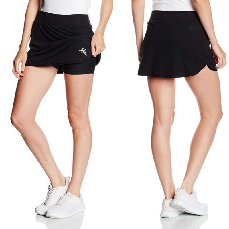 Kvinders aktive atletiske skort letvægts nederdel med lommer hurtigtørrende blyant nederdele med shorts indvendigt til løb af tennis golf