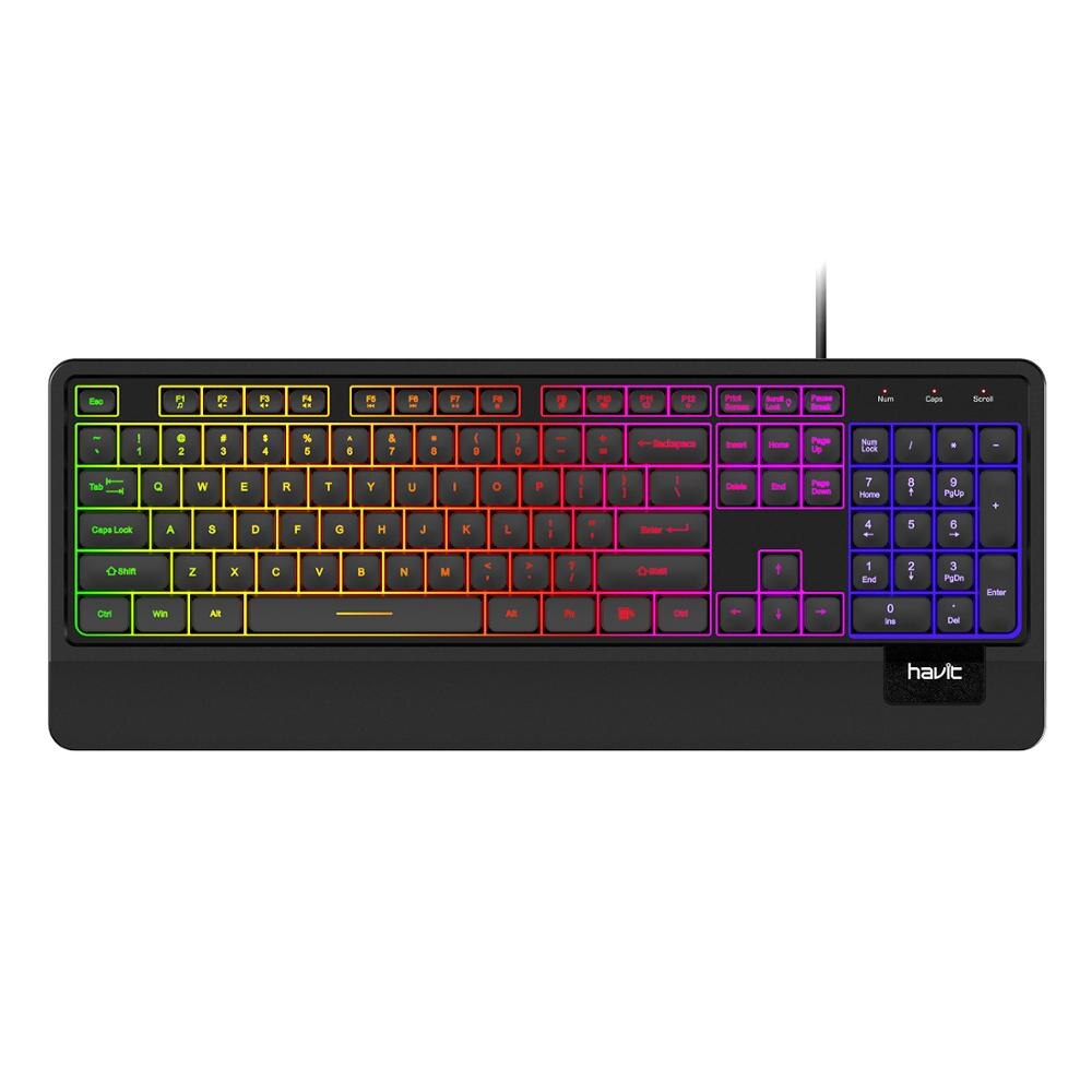Havit Wired Keyboard, USB Quiet Backlit Computer Keyboard LED Gaming Keyboards Wrist Rest 104 Keys for Office PC Desktop Laptop: Default Title